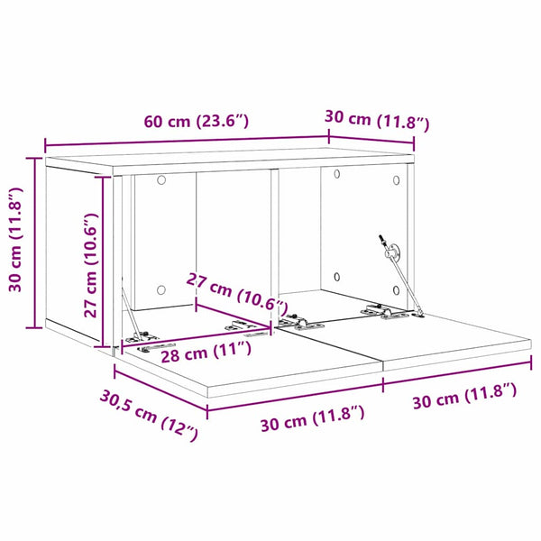 TV-tasosetti 4 pcs Vanha Puu 60 x 30 x 30 cm Tekninen puu