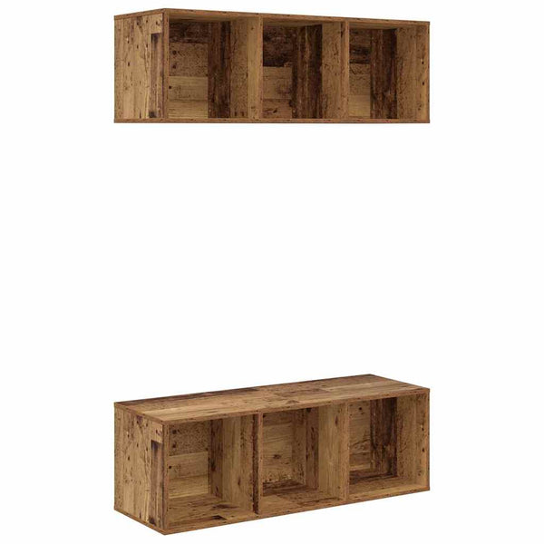TV-tasosetti 2 pcs Vanha Puu 37 x 37 x 107 cm Tekninen puu