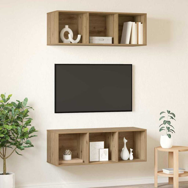 TV-tasosetti 2 pcs Artisan tammi 37 x 37 x 107 cm Tekninen puu