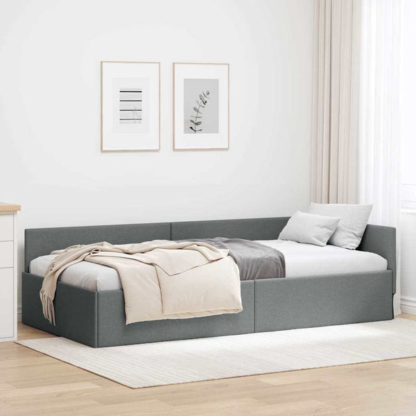 Kulmavuoteen runko Tumma harmaa 100 x 203 cm kangas