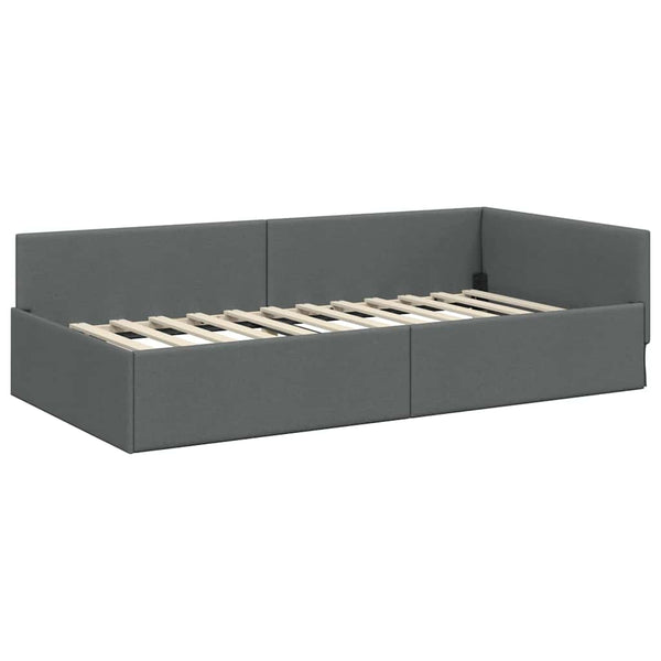 Kulmavuoteen runko Tumma harmaa 100 x 203 cm kangas