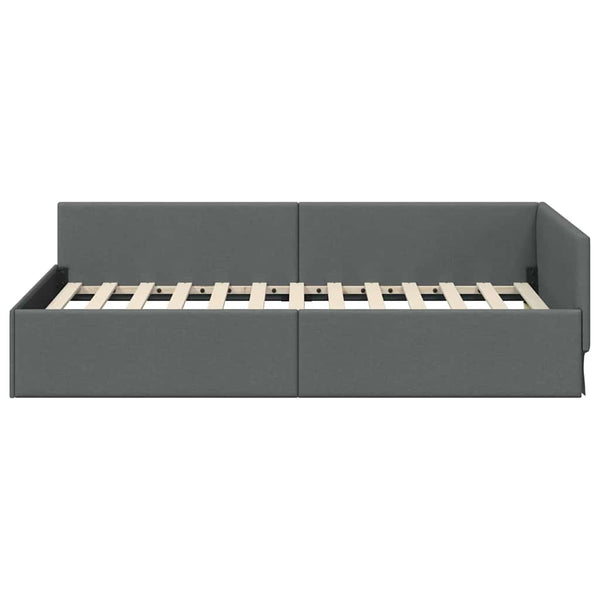 Kulmavuoteen runko Tumma harmaa 100 x 203 cm kangas