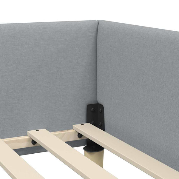 3FT Single vaaleanharmaa kulmavuoteen runko päädyllä kangas