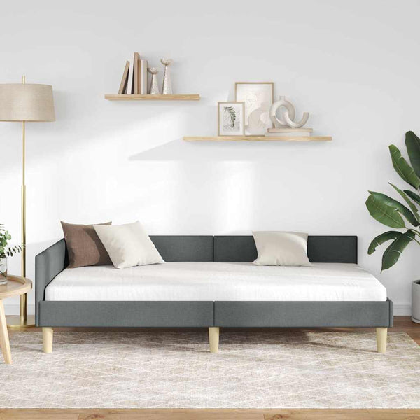 3FT Single tumma harmaa kangas kulmavuoteen runko päädyllä