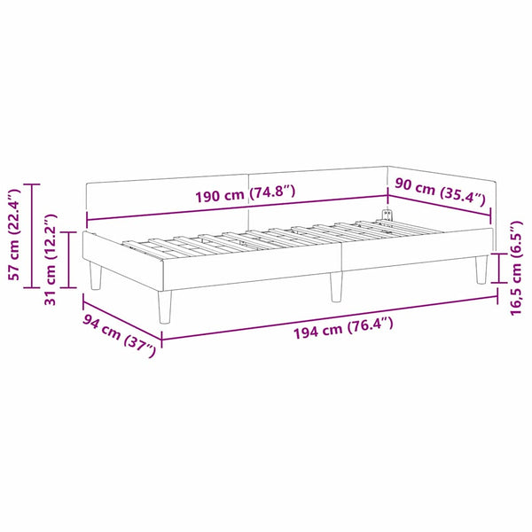 3FT Single kangas Tummanvihreä Kulmavuoteen runko päätyllä