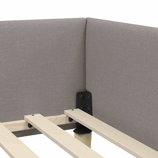 3FT Single kulmavuoteen runko harmaanruskeasta kankaasta päädyllä