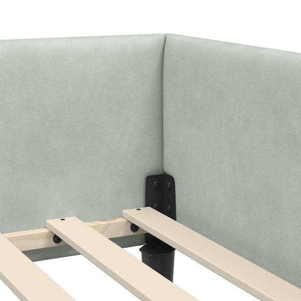 100 cm x 200 cm Vaaleanharmaa kulmavuoteen runko Sametti