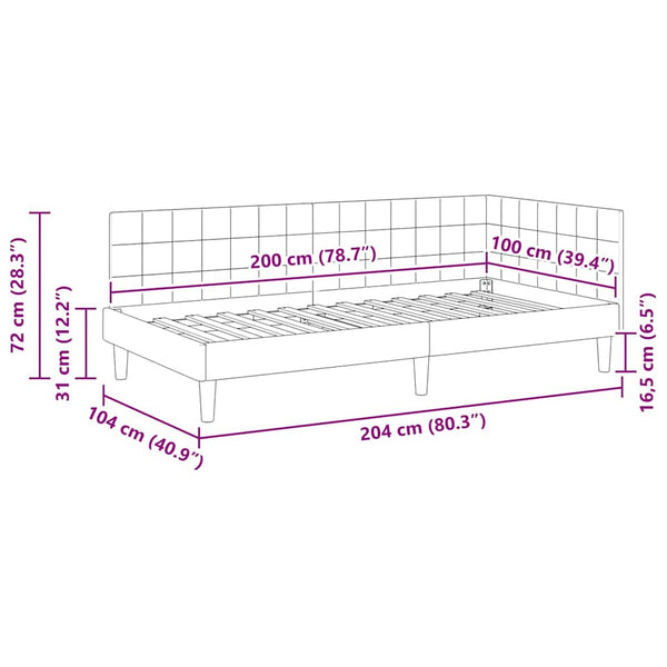 100 cm x 200 cm samettinen kulmavuoteen runko viininpunaisena