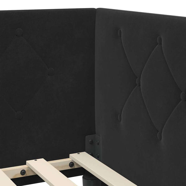 3FT Single kulmavuoteen runko mustasta sametista päätyllä