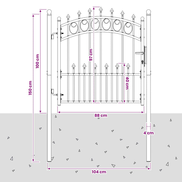 Aitausportti piikeillä EMMEN 104 x 97 cm Jauhemaalattu teräs