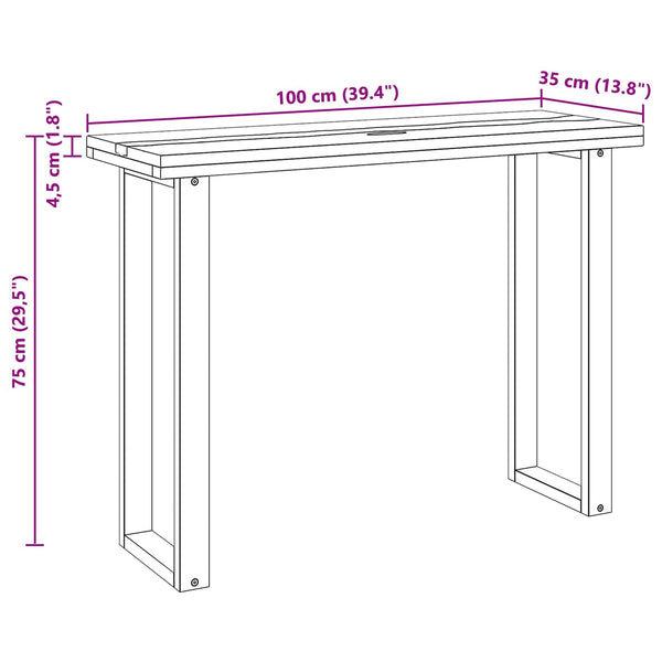 Konsolipöytä Ruskea 100 x 35 x 75 cm Tiikkipuu