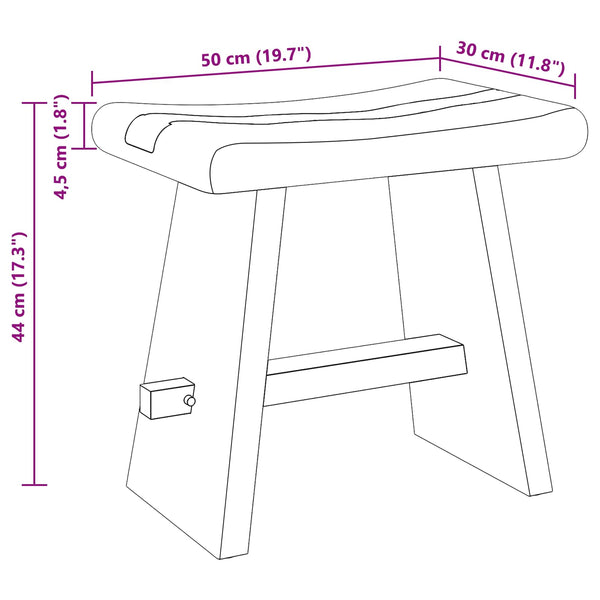 Kylpyhuoneen jakkara Luonnollinen 50 x 30 x 45 cm Luonnonpuu