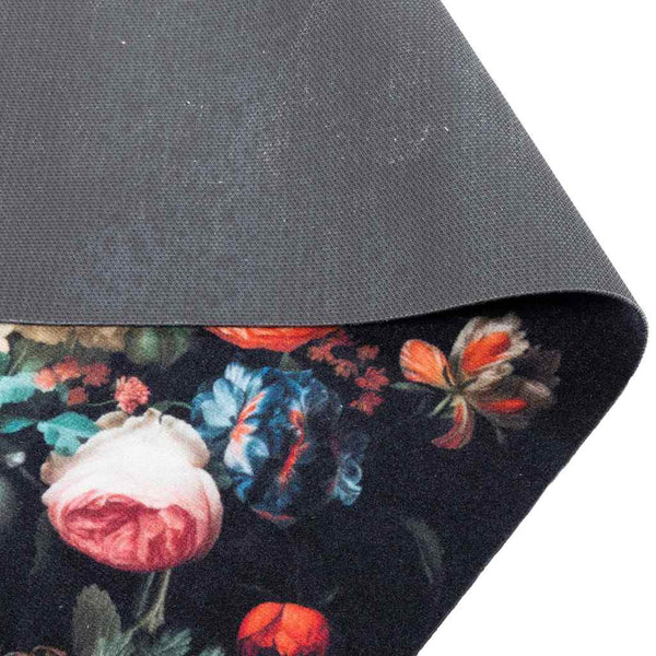 Keittiömatto Kukallinen Musta 180 x 60 cm Sametti