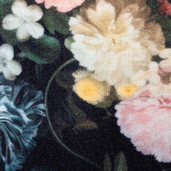 Keittiömatto Kukallinen Musta 180 x 60 cm Sametti