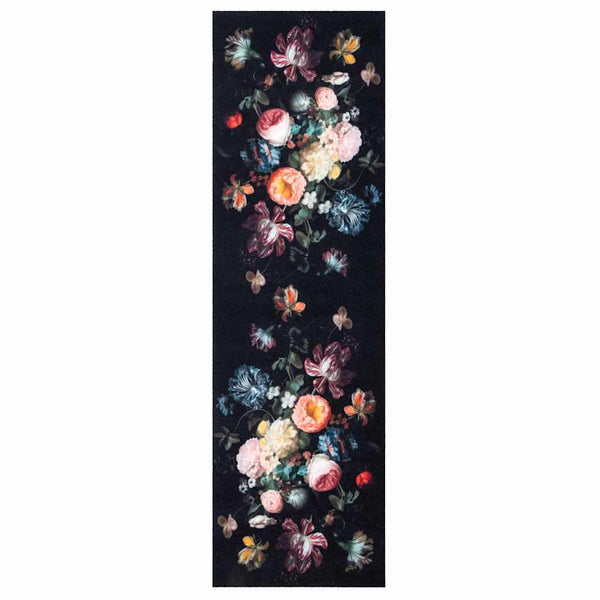 Keittiömatto Kukallinen Musta 150 x 45 cm Sametti