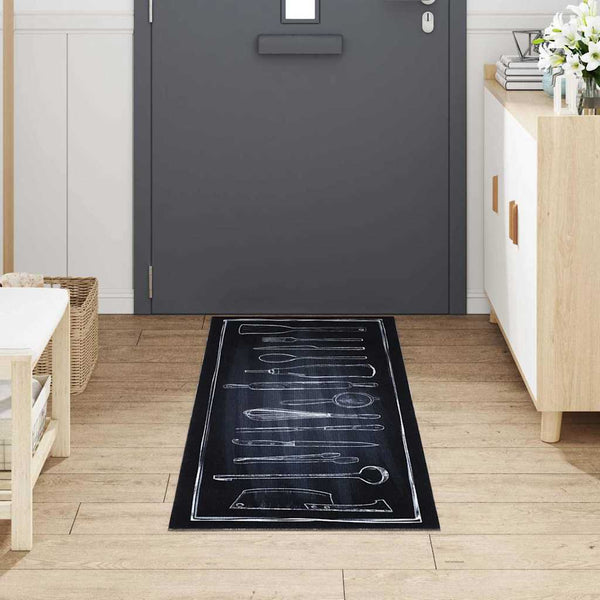 Keittiömatto Musta 180 x 60 cm Sametti