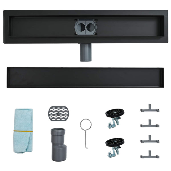 Suihkuhuuhtelija 2-in-1 360° poistoputkella Musta 80 cm