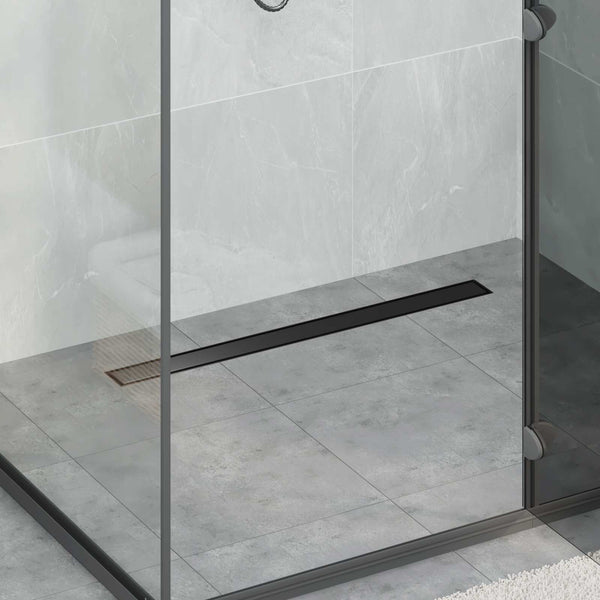 Suihkuhuuhtelija 2-in-1 360° poistoputkella Musta 80 cm