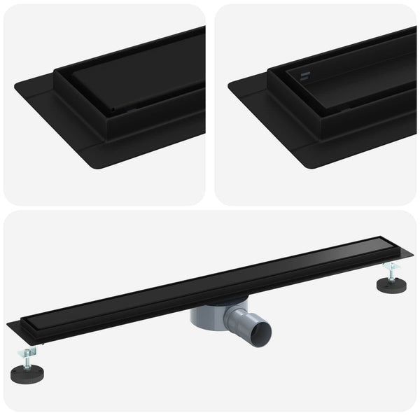 Suihkuhuuhtelija 2-in-1 360° poistoputkella Musta 80 cm