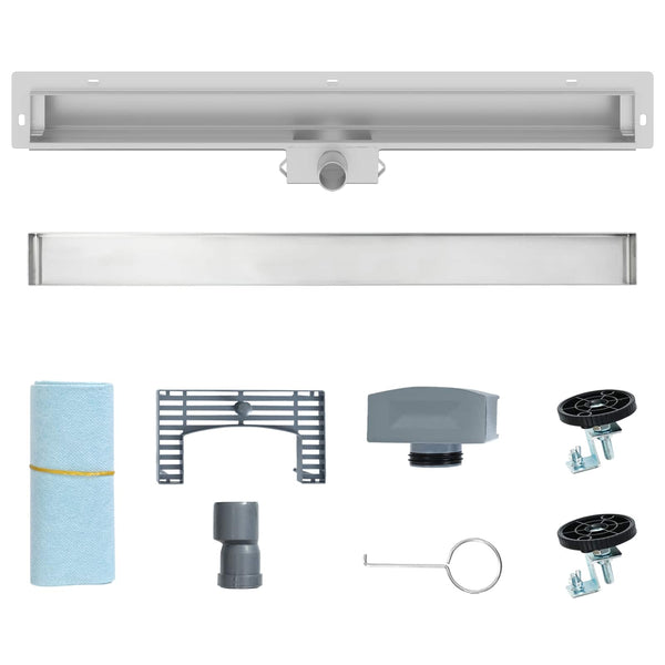 Seinään asennettu suihkuviemäri Hopea 80 cm