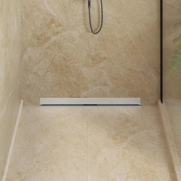 Seinään asennettu suihkuviemäri Hopea 80 cm