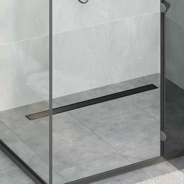 Suihkuhuuhtelija 2-in-1 360° poistoputkella Musta 90 cm