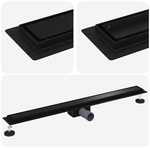 2 in 1 Suihkuviemär Musta 100 cm Ruostumaton teräs 304