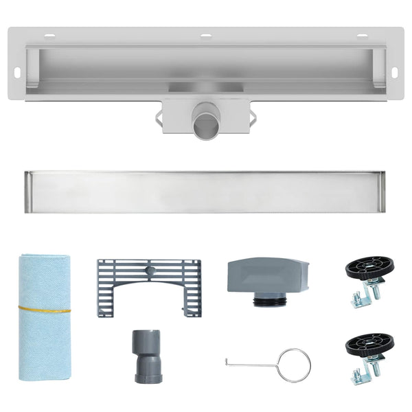 Seinään asennettu suihkuviemäri Hopea 50 cm