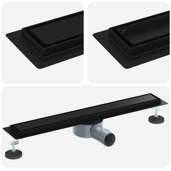 Suihkuhuuhtelija 2-in-1 360° poistoputkella Musta 60 cm