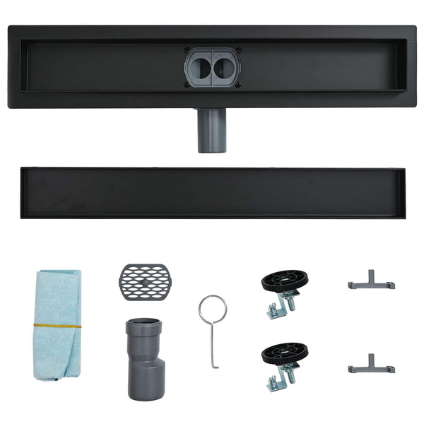 Suihkuhuuhtelija 2-in-1 360° poistoputkella Musta 50 cm