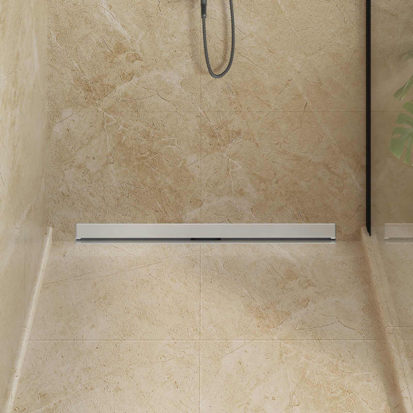 Seinään asennettu suihkuviemäri Hopea 90 cm