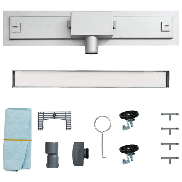 Suihkuviemäri lasikannella Hopea 100 cm Ruostumaton teräs 304