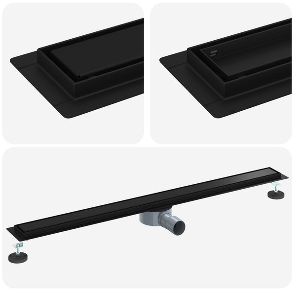 Suihkuhuuhtelija 2-in-1 360° poistoputkella Musta 100 cm