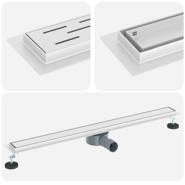 Suihkuhuuhtelija 2-in-1 360° poistoputkella Hopea 90 cm