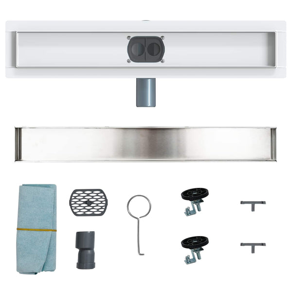 Suihkuhuuhtelija 2-in-1 360° poistoputkella Hopea 50 cm