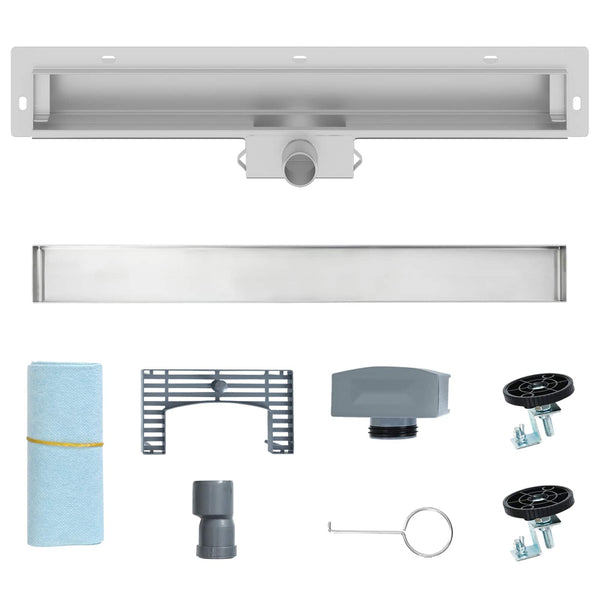 Seinään asennettu suihkuviemäri Hopea 60 cm