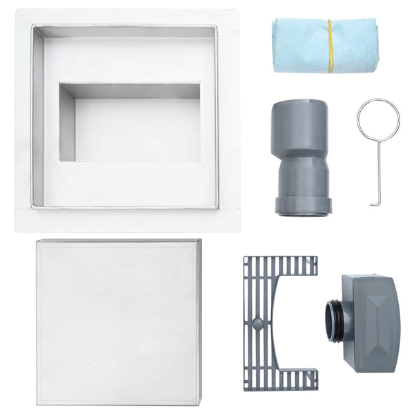 2 in 1 suihkuviemäri Hopea 20 x 20 cm Ruostumaton teräs 304