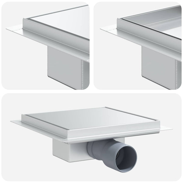 2 in 1 suihkuviemäri Hopea 20 x 20 cm Ruostumaton teräs 304