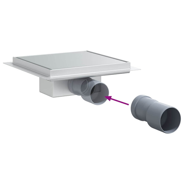 2 in 1 suihkuviemäri Hopea 20 x 20 cm Ruostumaton teräs 304