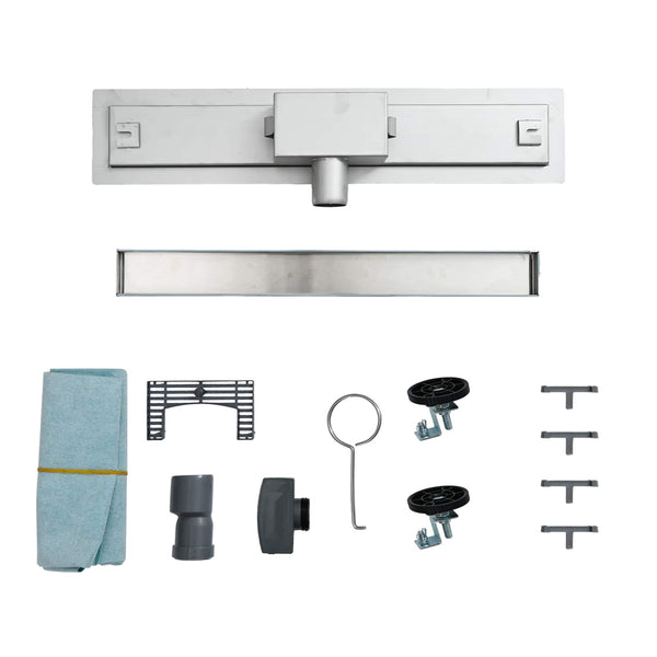 Suihkuviemäri lasikannella Hopea 50 cm Ruostumaton teräs 304