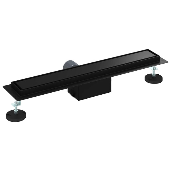 2 in 1 Suihkuviemär Musta 50 cm Ruostumaton teräs 304