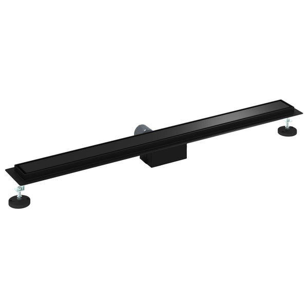 2 in 1 Suihkuviemär Musta 90 cm Ruostumaton teräs 304