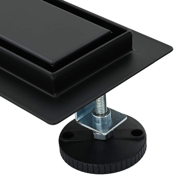 2 in 1 Suihkuviemär Musta 80 cm Ruostumaton teräs 304