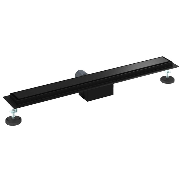 2 in 1 Suihkuviemär Musta 80 cm Ruostumaton teräs 304