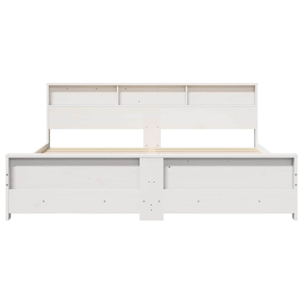 Sängyn runko hyllyllä Valkoinen 200 x 200 cm Massiivimänty