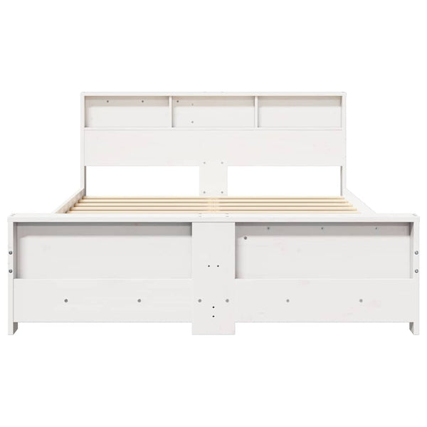 Sängyn runko hyllyllä Valkoinen 5FT King Size Massiivimänty