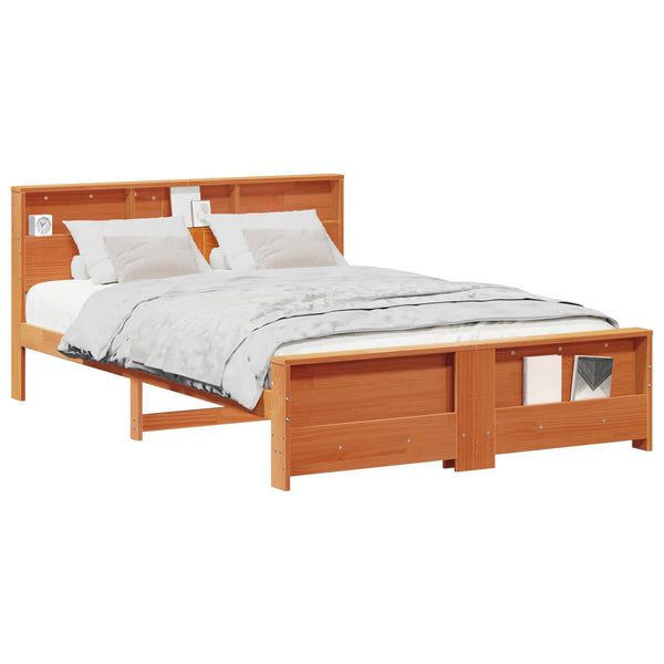 Sängyn runko hyllyllä Vaha ruskea 5FT King Size Massiivimänty