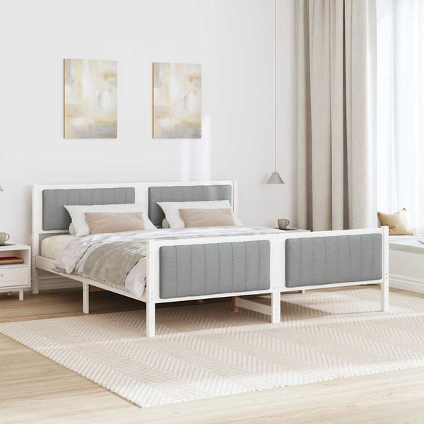 Sängyn Runko Valkoinen ja vaaleanharmaa 6FT Super King Size