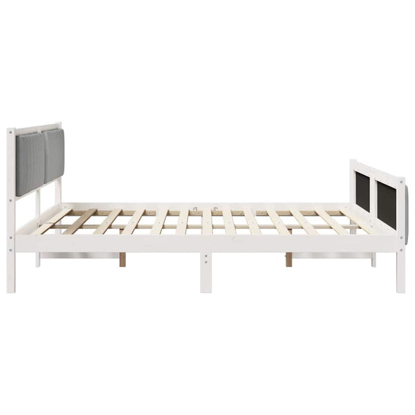 Sängyn Runko Valkoinen ja vaaleanharmaa 6FT Super King Size