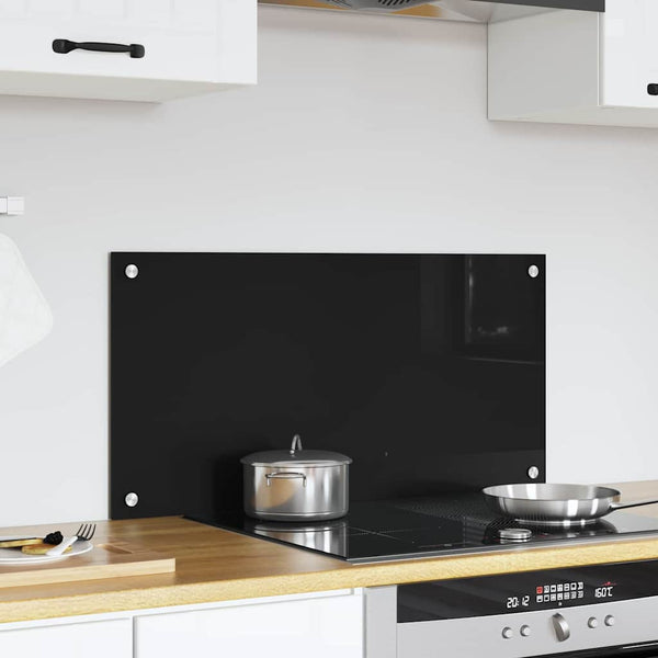 Keittiön suojapaneeli Musta 80 x 40 cm karkaistu lasi